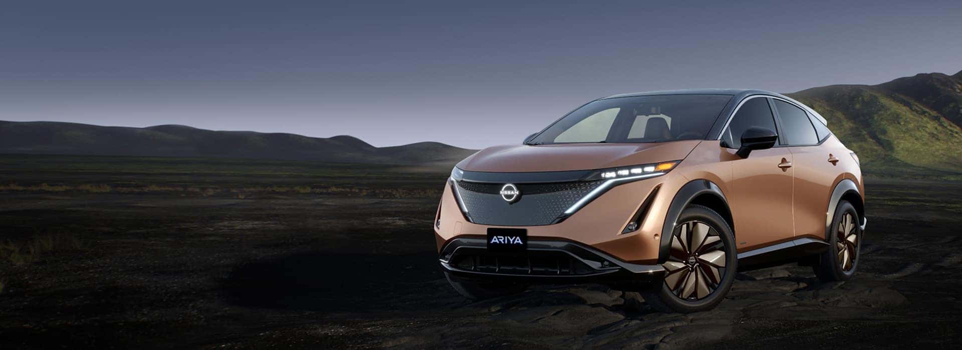 The new 2023 Nissan Ariya in bronze.