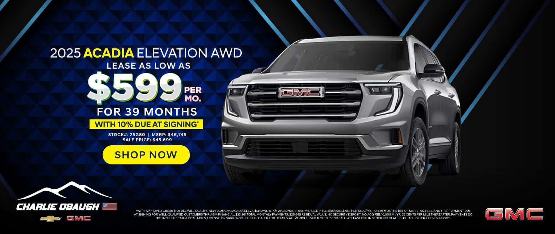 New '25 GMC Acadia Elevation AWD