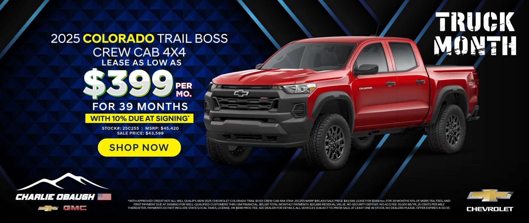 New '25 Chevrolet Colorado Trail Boss Crew Cab 4X4