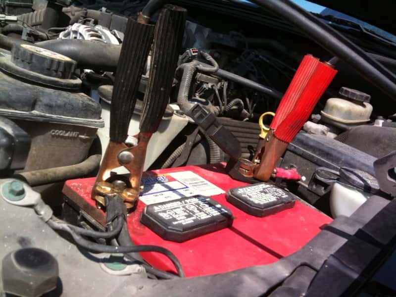 Jumping or charging a car battery