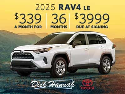 Lease a new 2025 RAV4 for $339/mo. for 36 months with $3,999 due at signing!