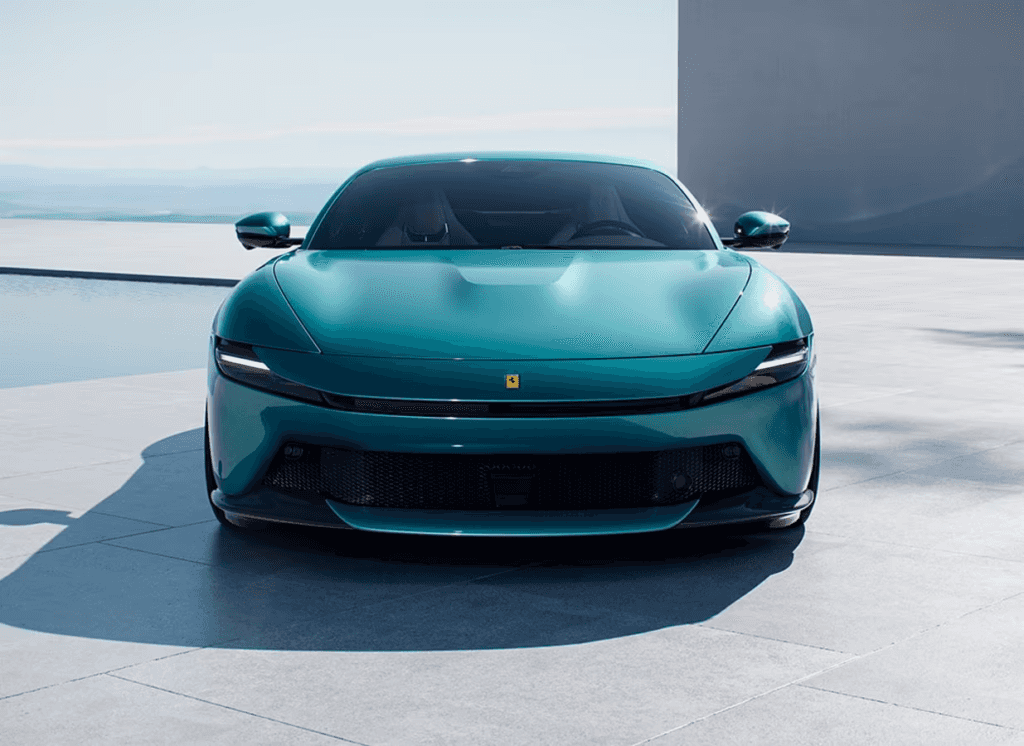 2026 Ferrari Amalfi front view showing sleek grand tourer design with refined grille and LED headlights
