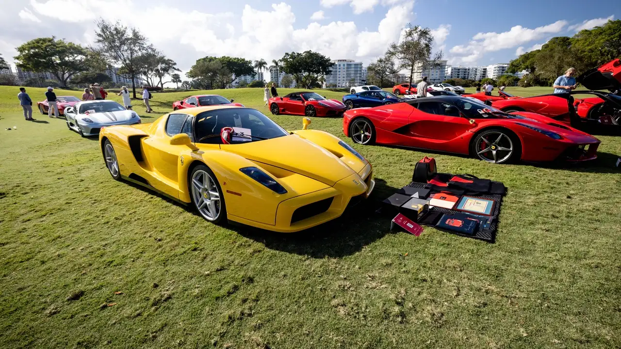 yellow ferrari at cavallino classic 2026
