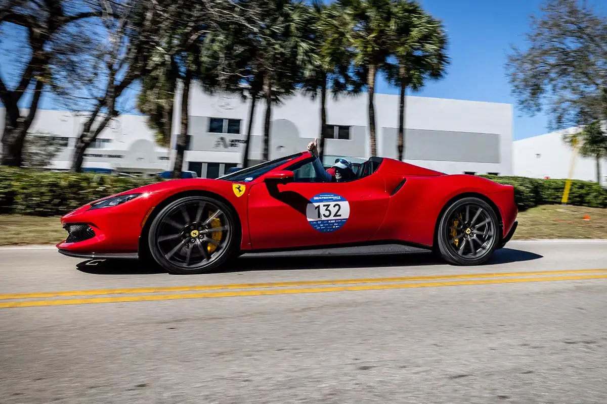 red ferrari at 1000 miglia at ferrari of boca raton