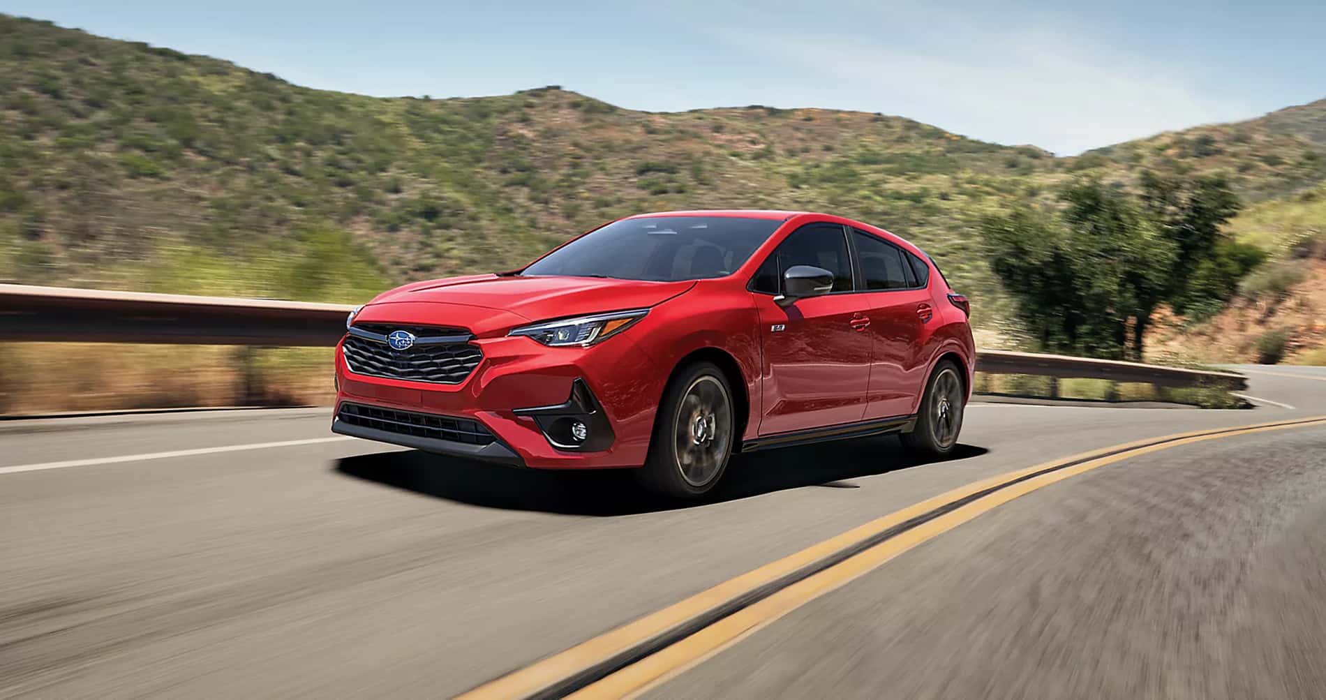 Red Subaru Ascent on Road
