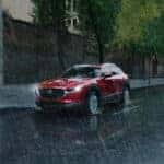 Mazda SUV driving rain