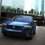 A blue 2023 Honda Accord Touring Hybrid is shown after leaving an Atlanta Honda Accord dealership.