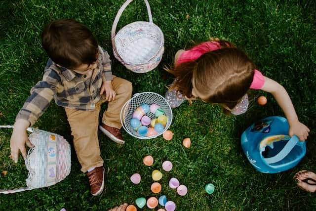 Children hunt for Easter eggs at a park in Richmond, Kentucky