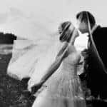 A bride and a groom on their wedding day