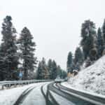 Snow-Covered Road in Winter Landscape