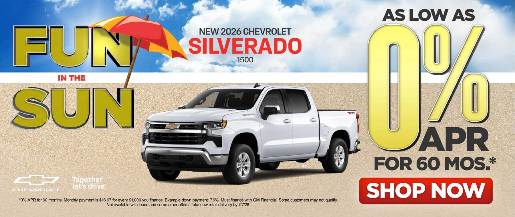 NEW 2026 CHEVROLET SILVERADO 1500 AS LOW AS 0% APR for 60 months*
