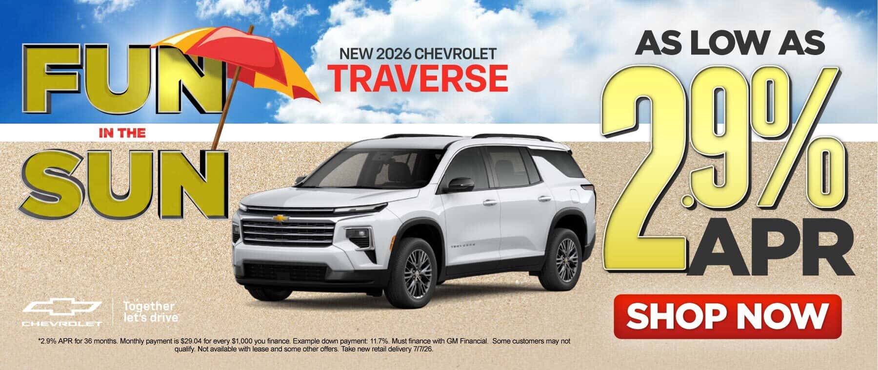NEW 2026 CHEVROLET TRAVERSE AS LOW AS 2.9% APR*