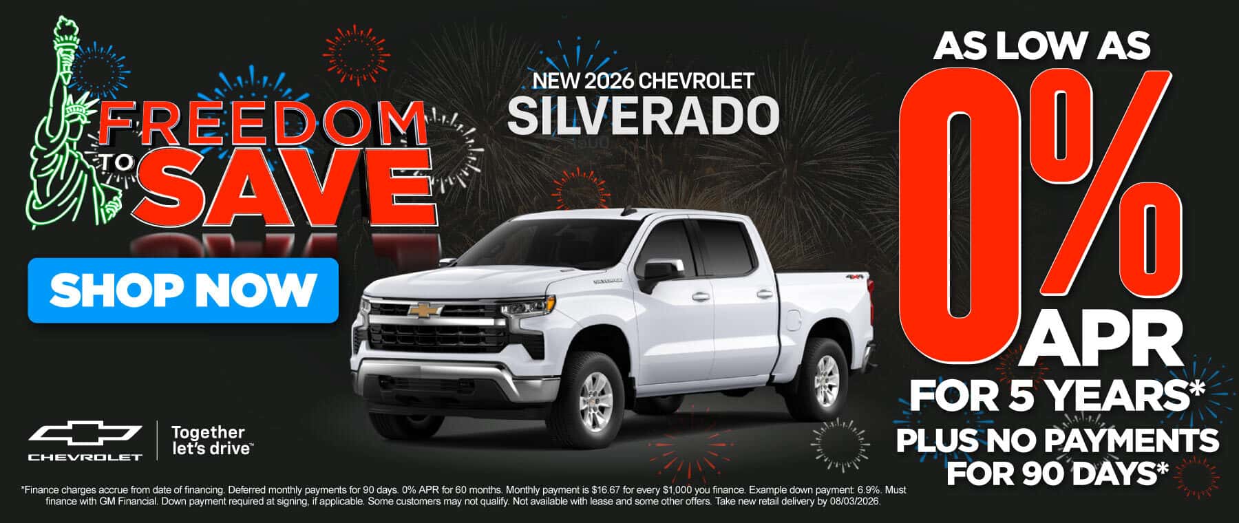 NEW 2026 CHEVROLET SILVERADO 1500 "0% APR FOR 5 YEARS* PLUS NO PAYMENTS FOR 90 DAYS*"
