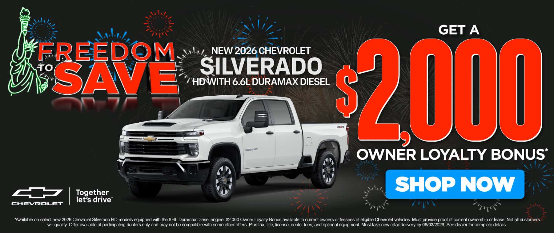NEW 2026 CHEVROLET SILVERADO HD WITH 6.6L DURAMAX DIESEL GET A $2,000 OWNER LOYALTY BONUS*