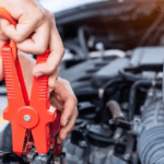 Jumper Cables on Car Battery