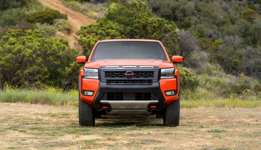 2025 Nissan Frontier PRO-4X front view of the grill
