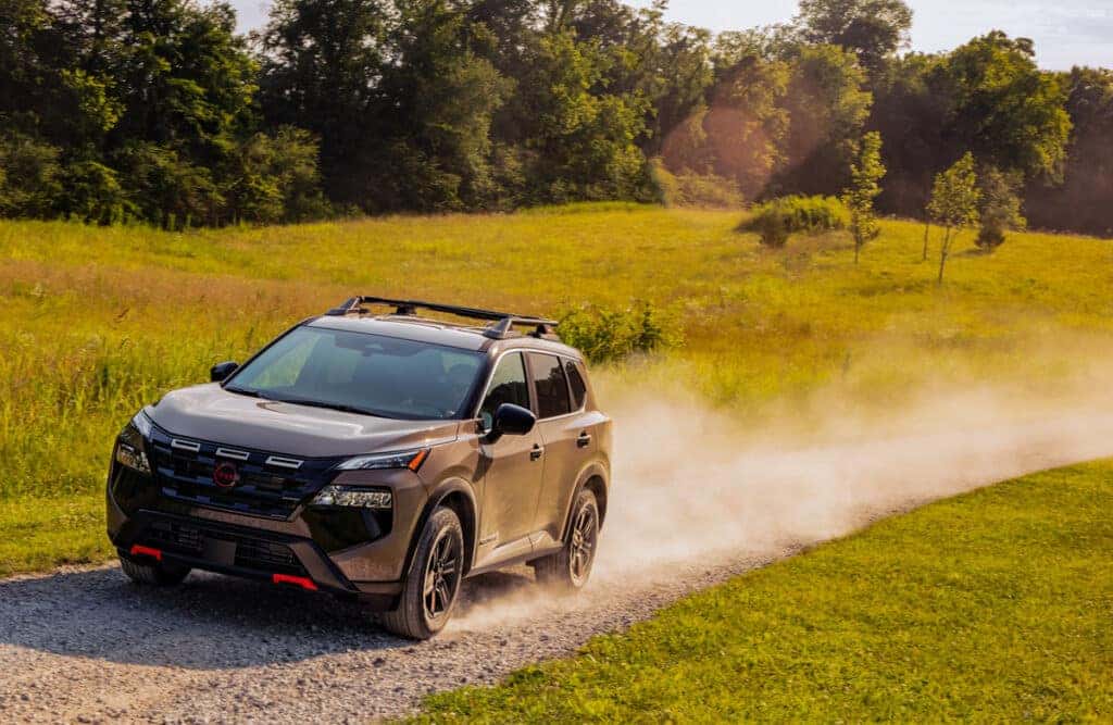 2025 Nissan Rogue on a dirt road