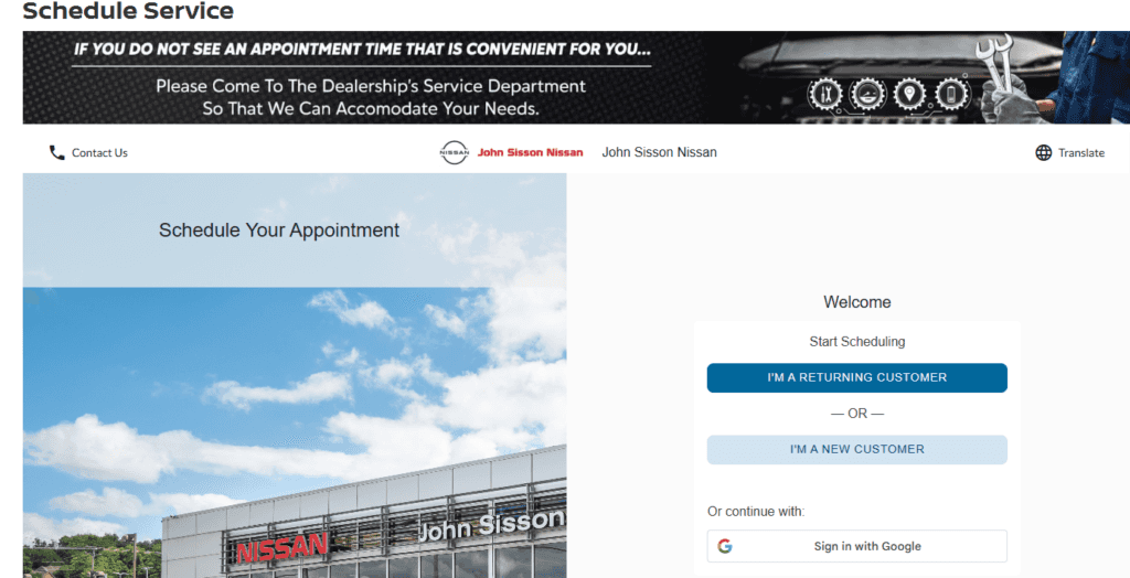 Service page appointments