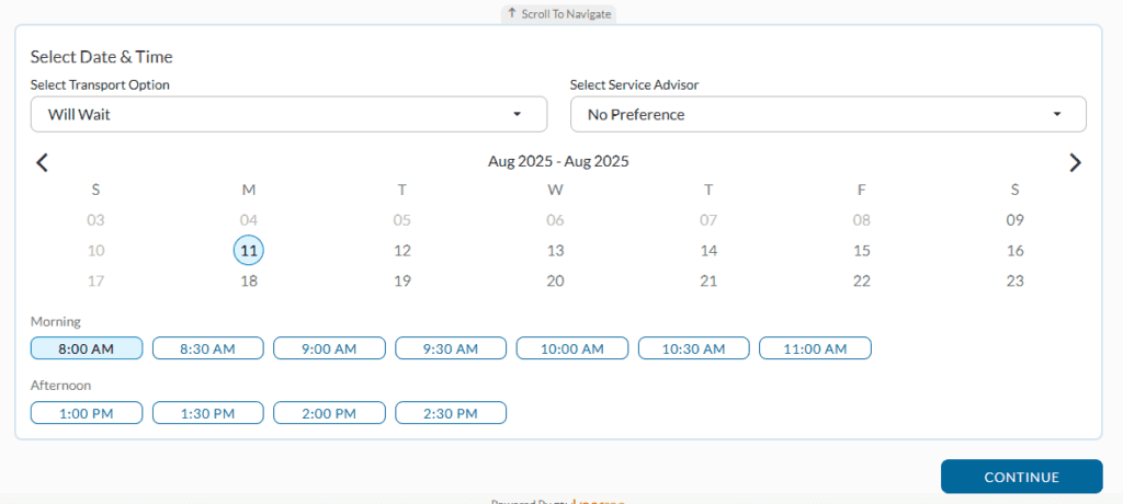 Select Date and time