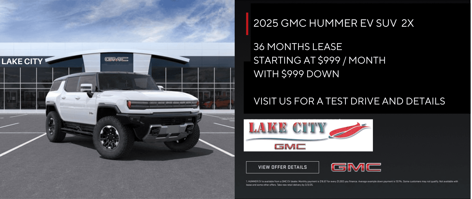 LEASE 2025 GMC HUMMER EV SUV 2X