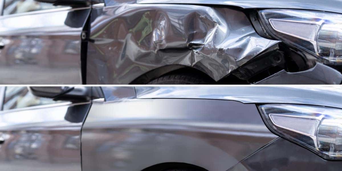 silver car damaged and repaired