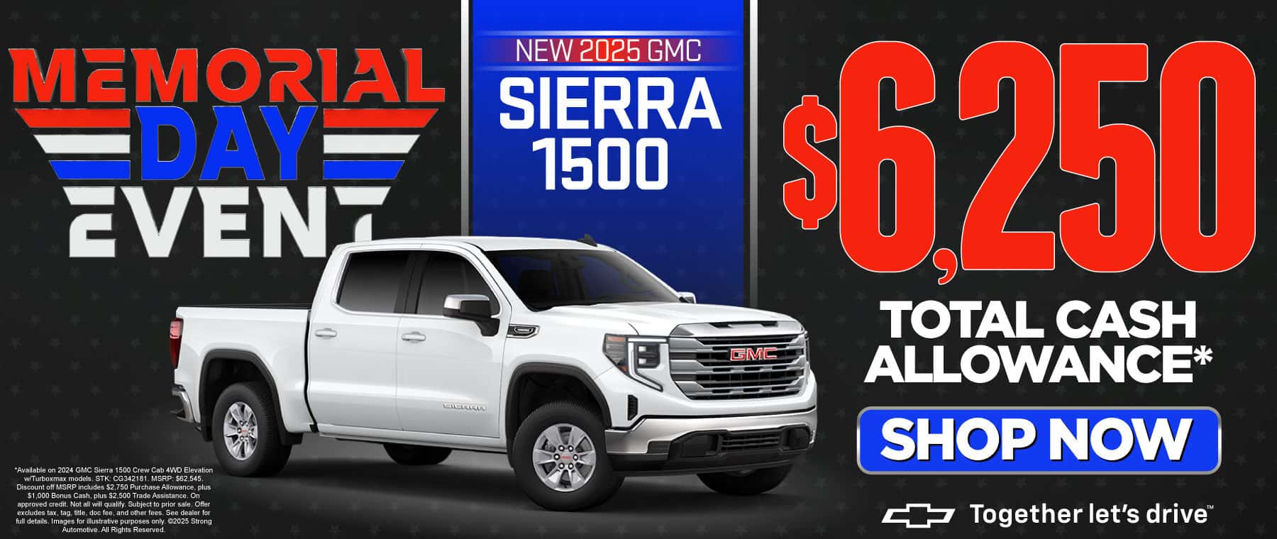 2025 GMC Sierra 1500 $6,250 Total Cash Allowance*