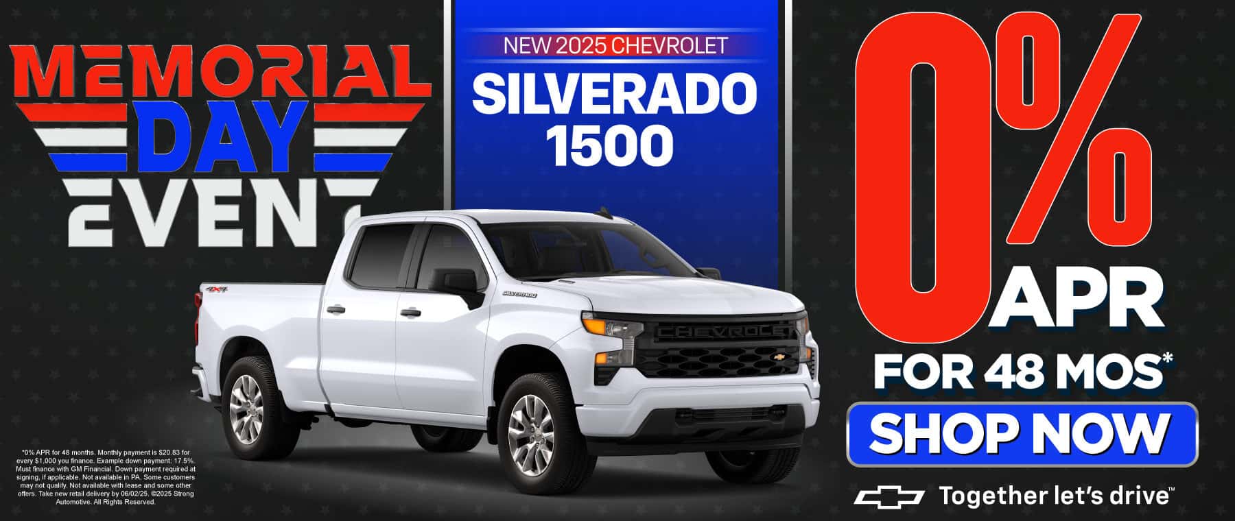 2025 Chevrolet Silverado 1500 0% APR for 48 Months*