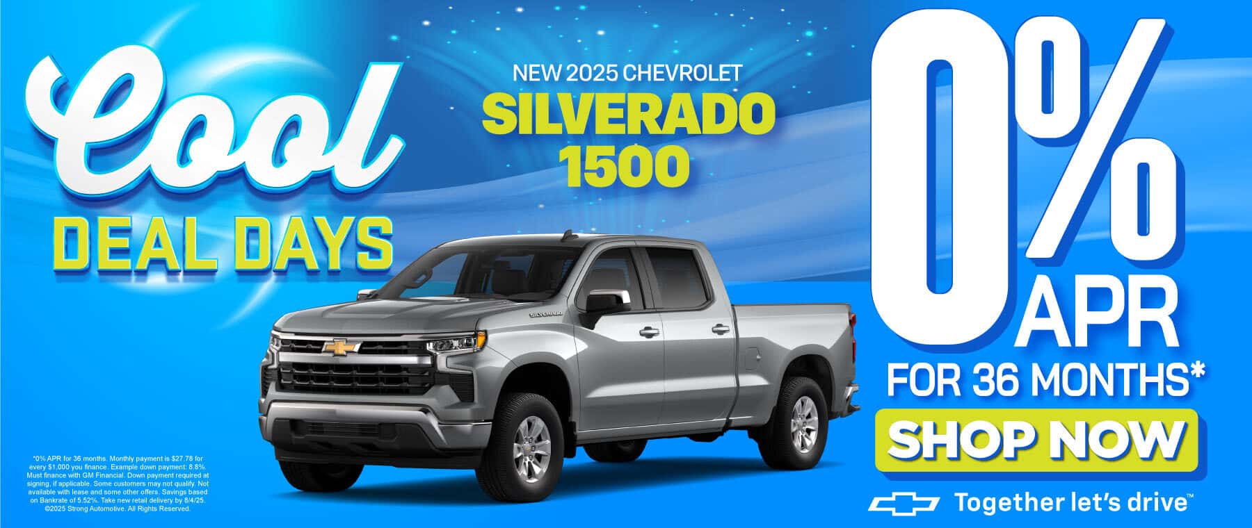 New 2025 Chevrolet Silverado 1500 0% APR for 36 mo
