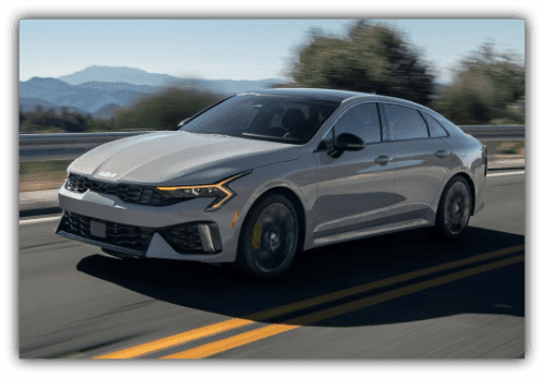 Steel Matte Gray Kia K5 2025 on highway