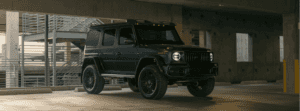 mercedes in a parking garage