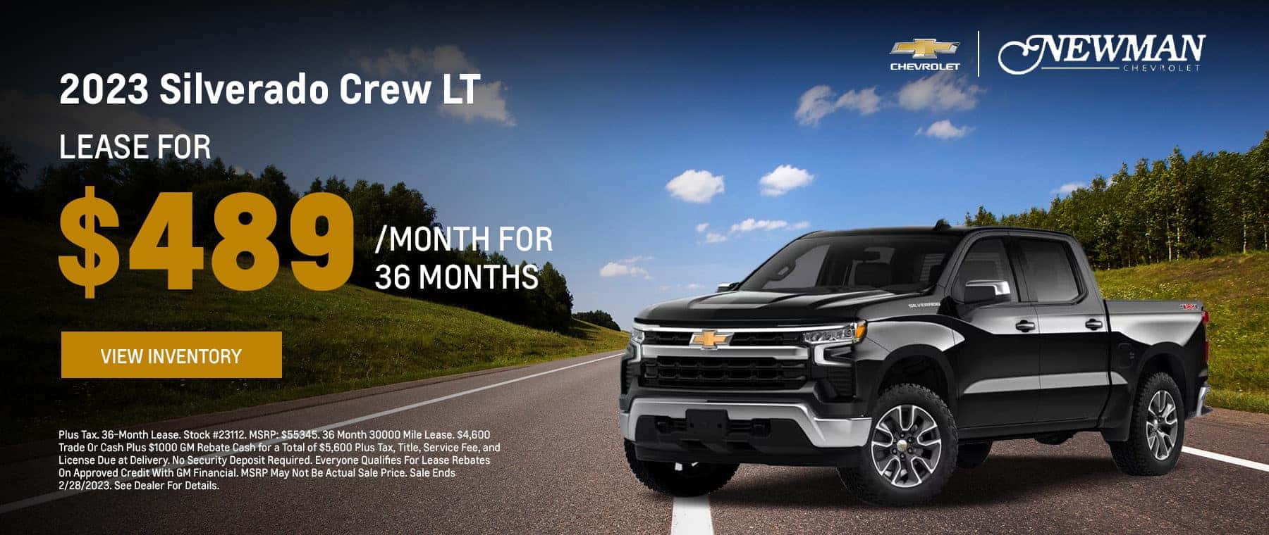 2023 Silverado Crew LT Lease From: $489 per month for 36 months