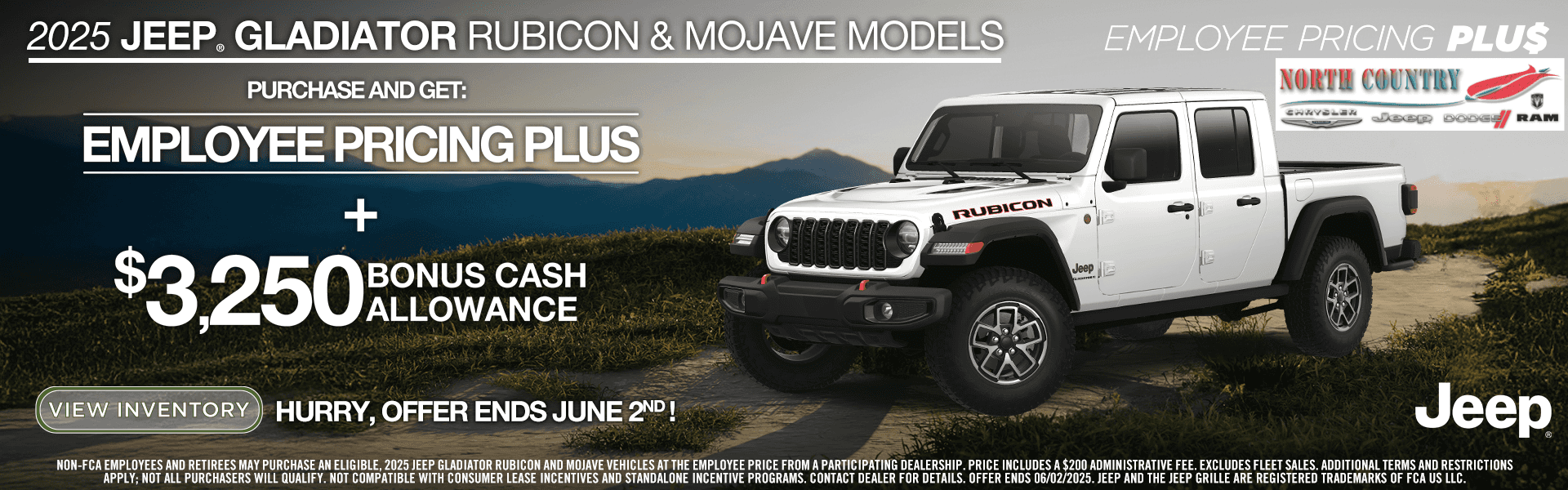 Employee Pricing Plus 2025 Jeep Gladiator Rubicon and Mojave