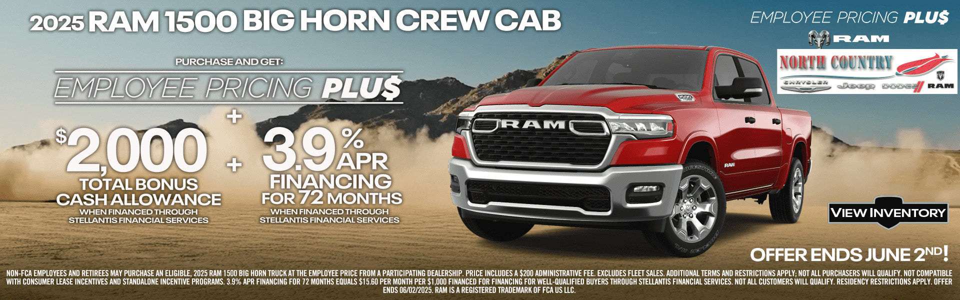 Employee Pricing Plus 2025 RAM 1500 Big Horn Crew Cab