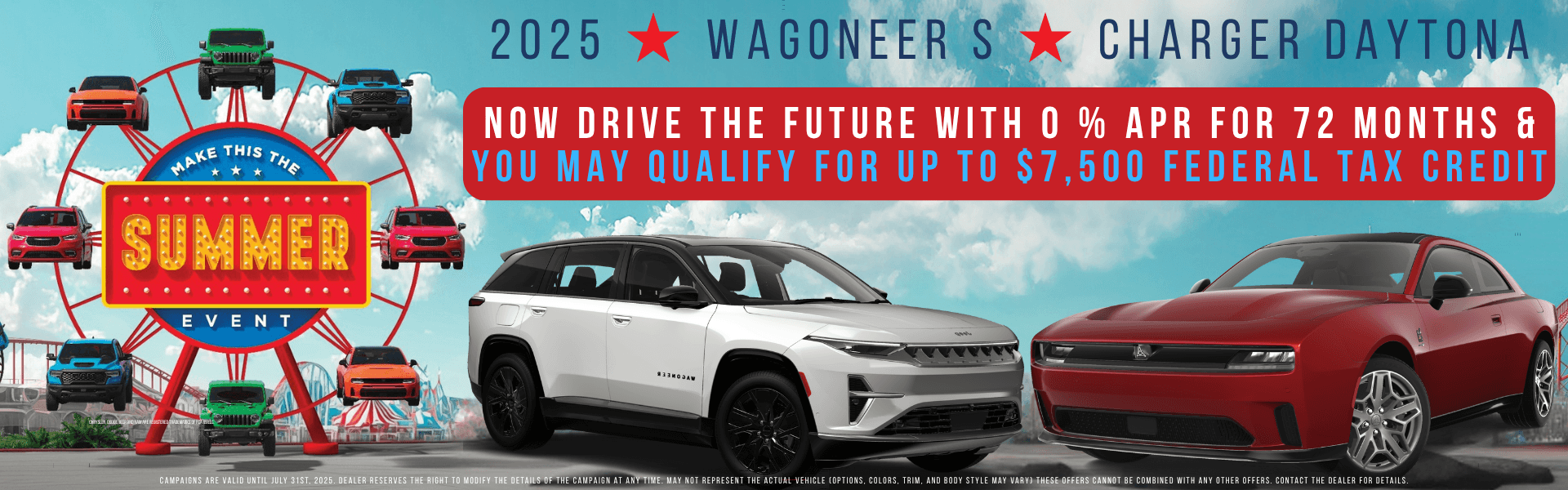 0% APR on EVs - Wagoneer S - Charger Daytona from Your Chrysler Dodge Jeep RAM Dealer Near Me