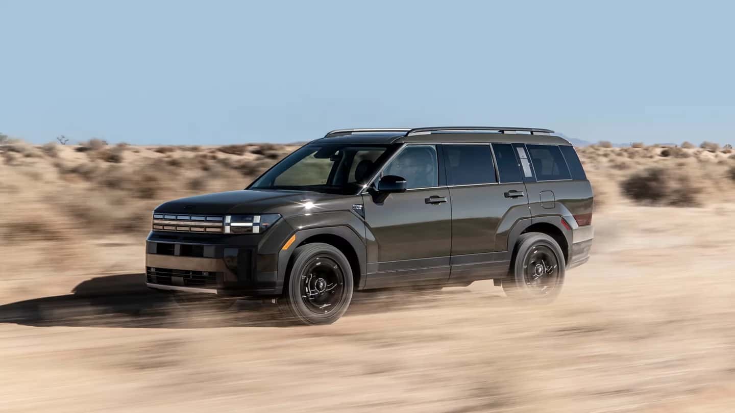 2026 Hyundai Santa Fe driving in the desert