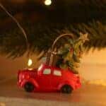 Toy car under Christmas tree