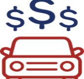 Money signs above car image.