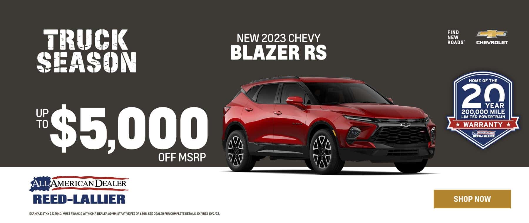 Blazer $5,000 off MSRP