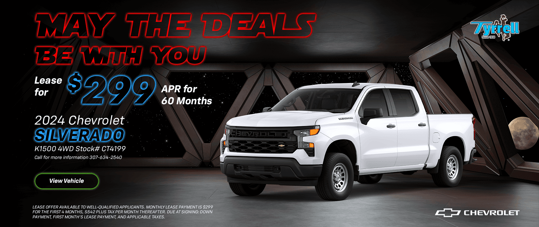 May The Deals Be with You | Lease for $299 New 2024 Chevrolet silverado K1500 4WD Stock# CT4199 -Call for more information 307-634-2540