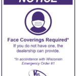 sign posted at van horn autos COVID