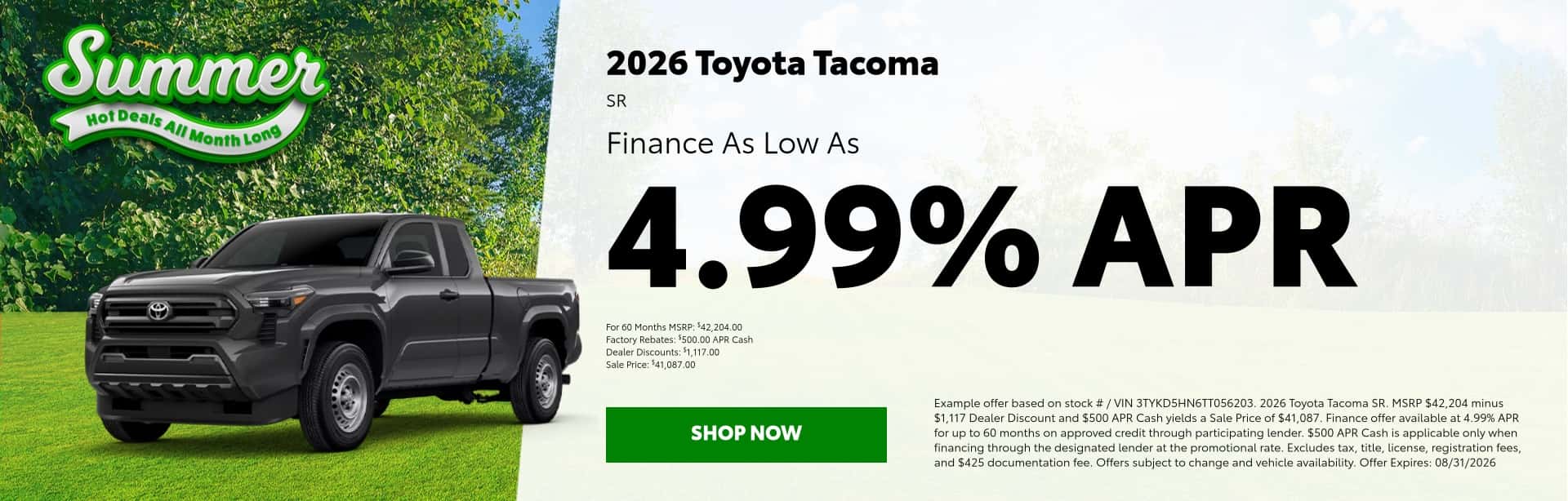 August Tacoma Offer