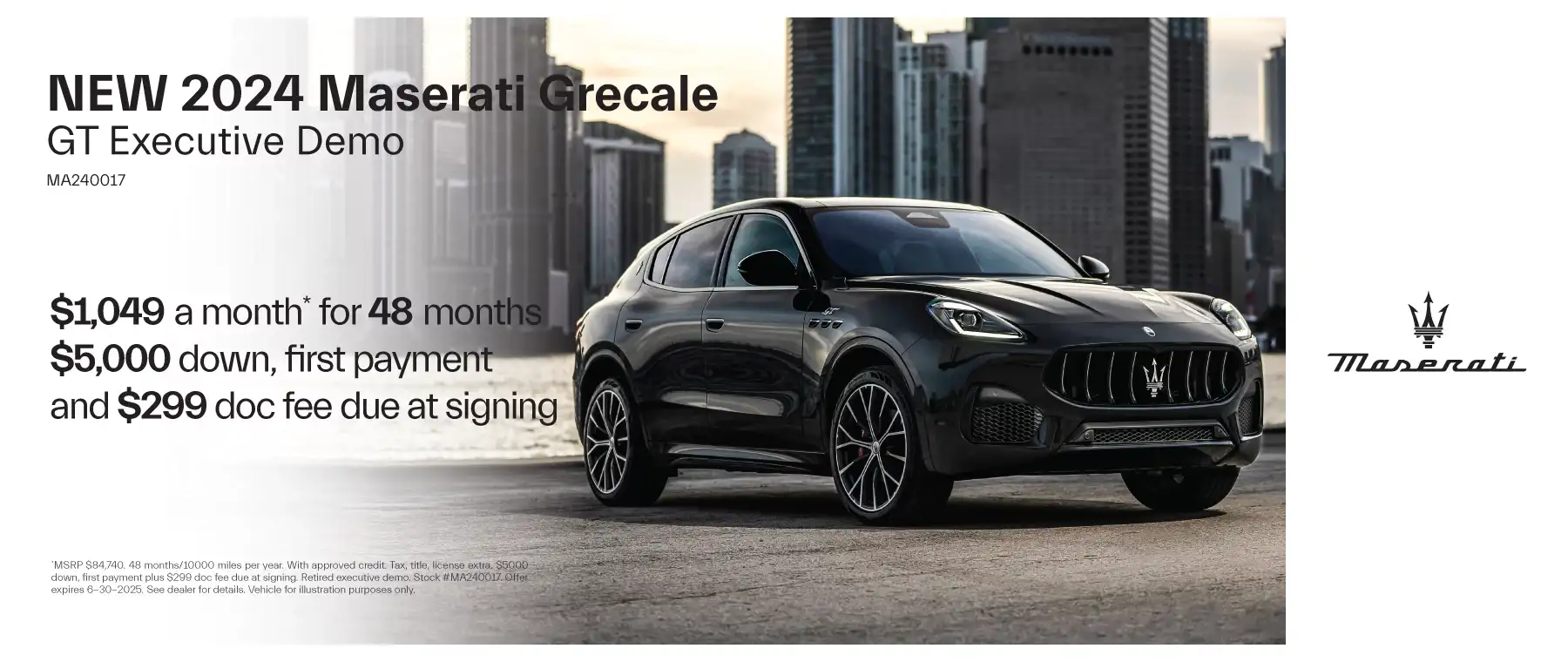 2024 Maserati Grecale GT Executive Demo #MA240017 - Lease for $1049 per month for 48 months/10000 miles per year*