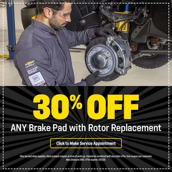 30% Off Any Brake Pad with Rotor Replacement